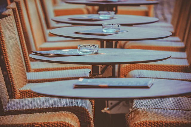 restaurant brown table and chairs